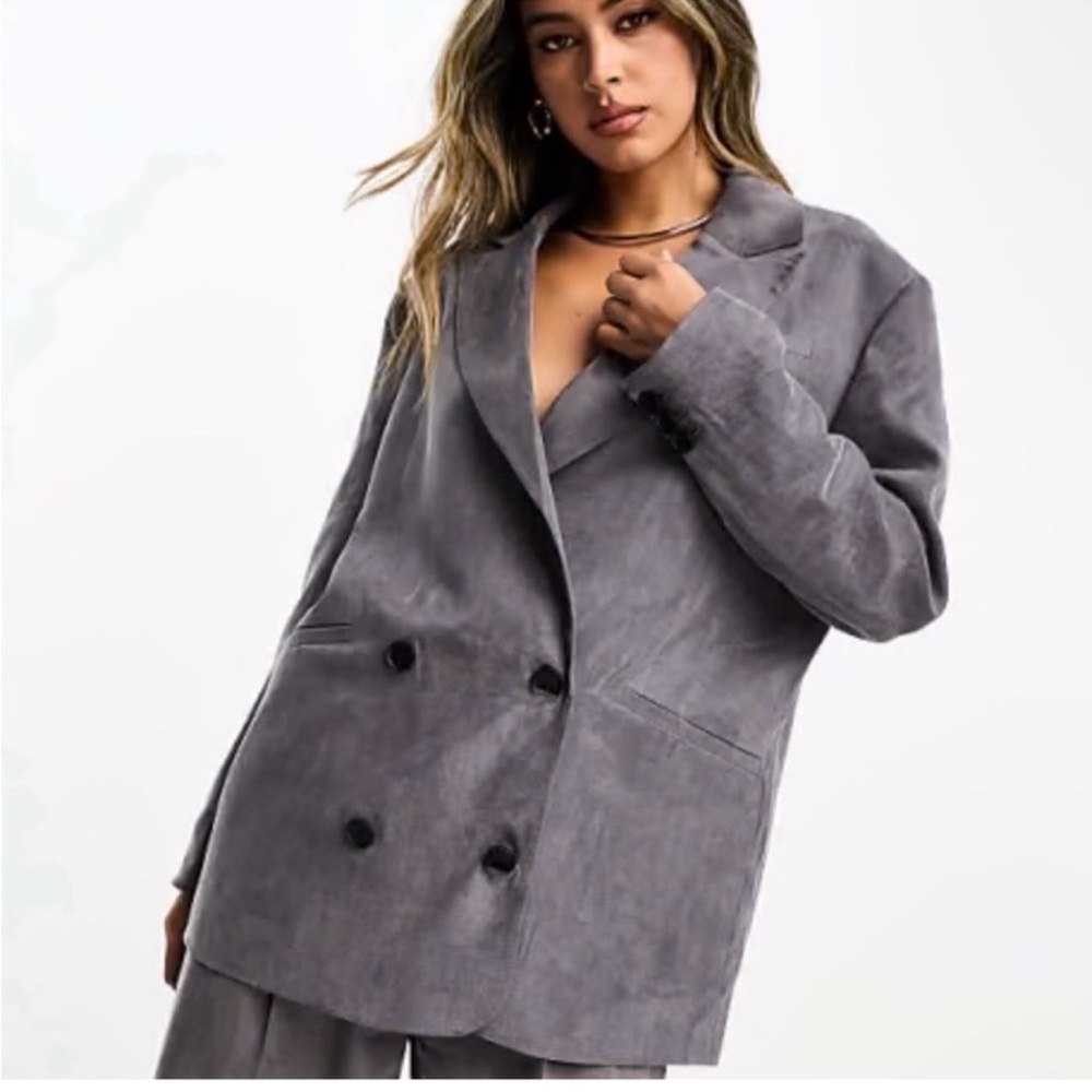 NWT All Saints Elle Double Breasted Lightweight Blazer Grey Sz 8 $445